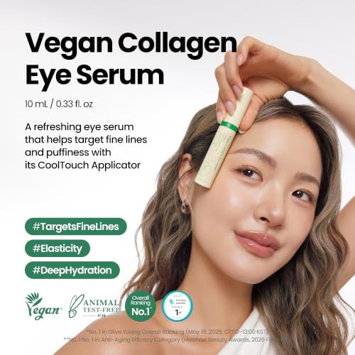 AxisY Axisy Vegan Collagen Eye Serum K Beauty Triple Hyaluronic Acid And Peptide Collagen Serum Improve Skin Elasticity Reduce Fine Lines And Dark Circles Vegan Korean Skin Care Eye Cream 0.33 Fl. Oz.