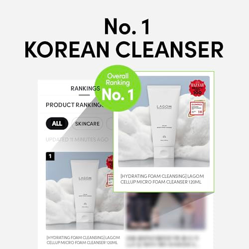 Lagom Cellup Micro Foam Cleanser Hydrating Deep Cleansing Face Wash Korean Makeup Remover Dense Soft Micro Bubbles Ultra Fine Dust Removal 4.05 Fl Oz