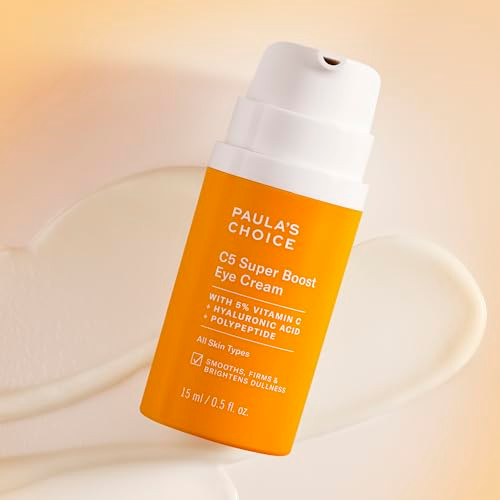 PaulaS Choice Paulas Choice C5 Super Boost Eye Cream For Dark Circles Puffy Eyes Fine Lines And CrowS Feet Eye Repair Cream With 5% Vitamin C Hyaluronic Acid And Peptides Fragrance 0.5 Fl Oz