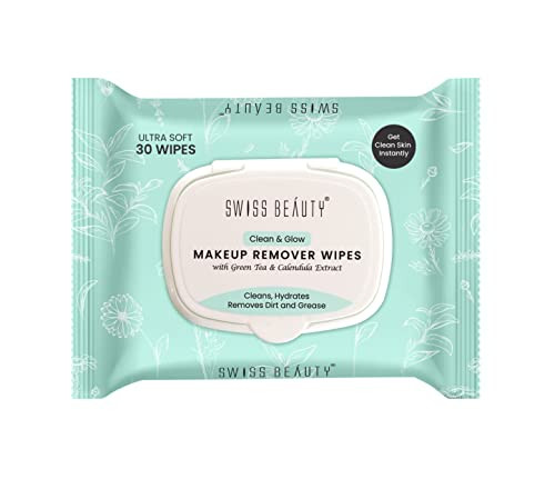 Swiss Beauty Clean And Glow Makeup Remover Wipeswith Green Tea And Calendula Extracts Cleansing And Hydrating Facial Wipes 30 Wipes