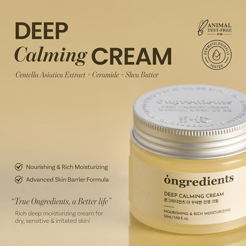 Ongredients Deep Calming Creamdaily Face Moisturizer For Dry Sensitive Skincentella Asiatica Ceramide Soothing Skin Barrier Hydratingfragrancefree Korean Skincare 1.69 Fl Oz