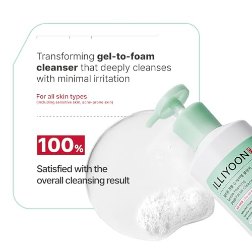 Illiyoon Gentle Deep Facial Cleanserlow Ph Geltofoam Face Wash For Sensitive Skin Hydrating Gel Cleanser And Daily Makeup Remover Korean Skincare 8.45 Fl.Oz.