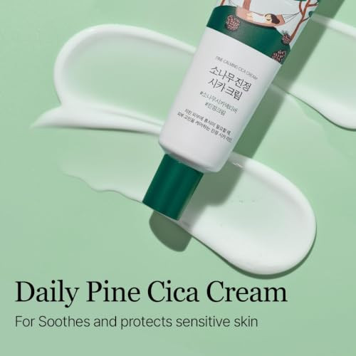 Round Lab Pine Calming Cica Cream Lowacidic Soothing Moisturizer With Pine Cica Bha plus Lha And Hyaluronic Acid Sebum Control Korean Skin Care 1.69 Fl Oz