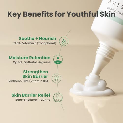 AxisY Axisy Panthenol 10 Skin Smoothing Shield Cream Daily Facial Moisturizer Barrier Cream For Long Lasting Hydration And Soothing Vegan Korean Skin Care Face Lotion 1.69 Fl. Oz.