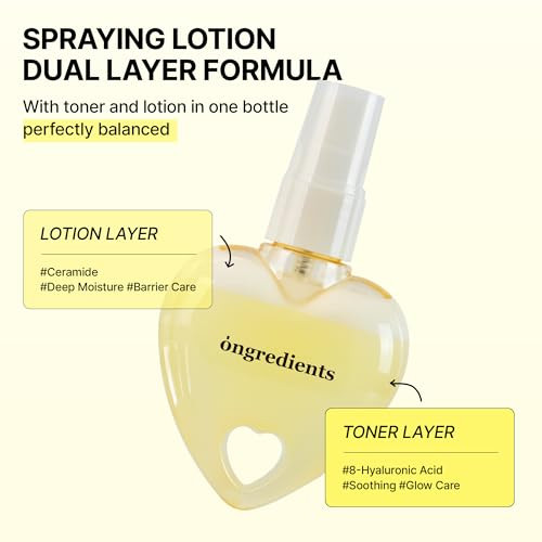 Ongredients Skin Barrier Glow Mist Heart Edition Duallayer Facial Mist 98% Pure Glutathione Multipeptide Centella Ultrafine Spray Dry And Sensitive Skin Korean Skin Care 1.69 Fl. Oz. 50Ml