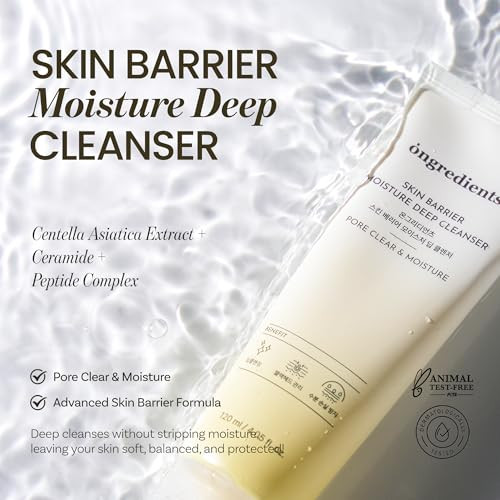 Ongredients Skin Barrier Moisture Deep Cleanserdaily Face Wash For All Typescentella Peptide Aha Lha Hydrating Soothing Pore Tighteningvegan Korean Skin Care 4.06 Fl Oz