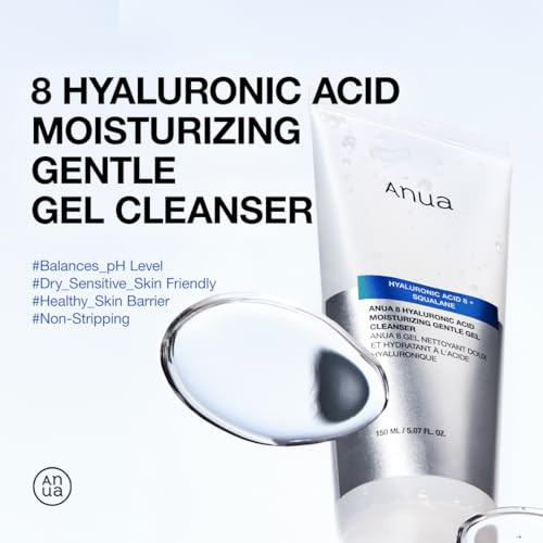 Anua Moisturizing Gentle Gel Cleanser Hydrating Face Wash With Hyaluronic Acid And Squalane Ph Balancing Soothing And Skin Barrier Care Nonstripping For Sensitive Skin Korean Skincare 5.07 Fl Oz