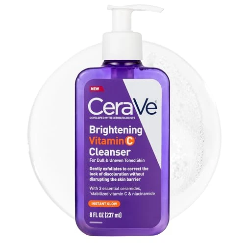 Cerave Brightening Vitamin C Facial Cleanser Niacinamide Face Wash 8Ozhydrating Skin Care Formula With Ceramides Gently Exfoliates To Fade Discoloration And Reveal A Radiant Complexion