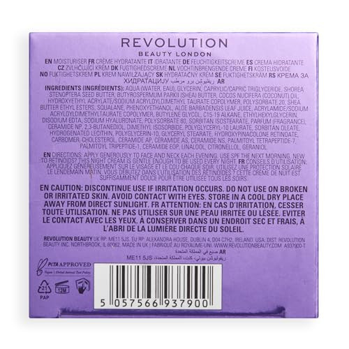 Revolution Beauty London Revolution Pro Miracle Retinoid Refining Night Cream 1.69 Ozovernight Facial Moisturizer With Retinoid And Peptides Vegan And Crueltyfree