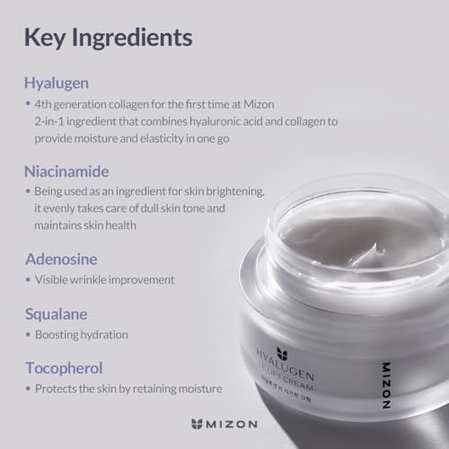 Mizon Hyalugen Le Lift Cream 1.69 Ozhyaluronic Acid Marine Collagen Deep Hydration Youthful Skin Revitalizing Korean Skincare