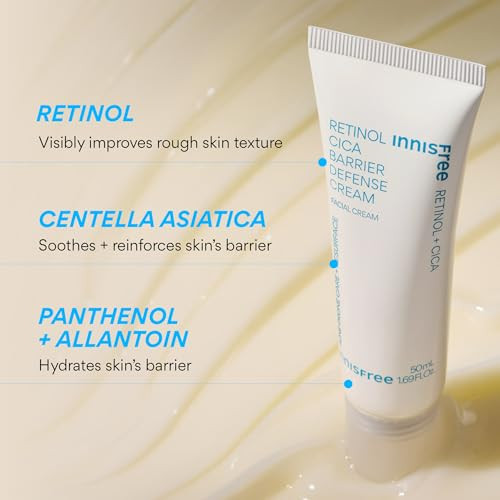Innisfree Retinol Cica Barrier Creamkorean Moisturizer With Madecassoside For Sensitive Acneprone Skincalimg And Strengthening Formula