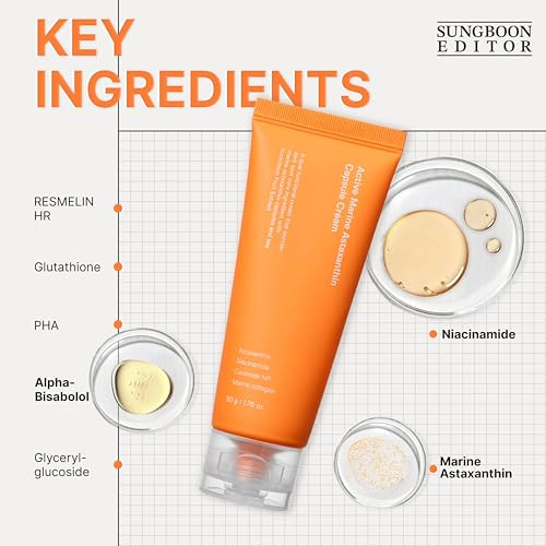 Sungboon Editor Active Marine Astaxanthin Capsule Cream Facial Cream For Brightening Deep Hydration Soothing Moisturizer 50Ml