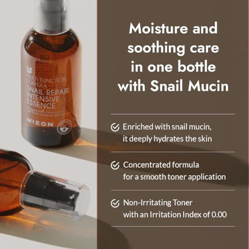 Mizon Snail Repair Intensive Toner k Beauty Snail Mucin Hyaluronic Acid Adenosine Centella Asiatica For Fine Line And Skin Renewal 3.38 Fl Oz