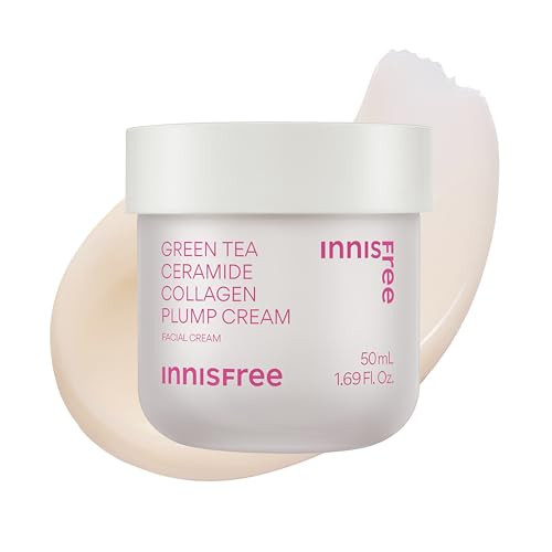 Innisfree Green Tea Ceramide Plump Creamkorean Antiaging Face Moisturizer With Niacinamide For Barrier Repair And A Youthful Glow