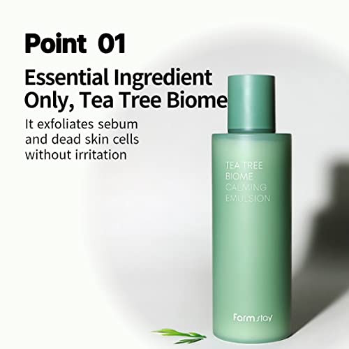 Farmstay Teatree Biome Calming Emulsion Daily Hydrating Face Moisturizerkorean Skin Carecalming And Soothing For Sensitive Skinstrengthen Skin Barrierfor Womenandmenteenagers6.76 Fl.Oz