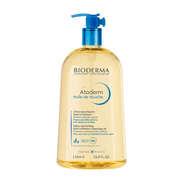 Bioderma Atoderm Body Wash Family (Women, Men and Kids) Moisturizing and Cleansing Shower Oil for Very Dry Sensitive Skin, 33.80 Fl Oz 1 Liter