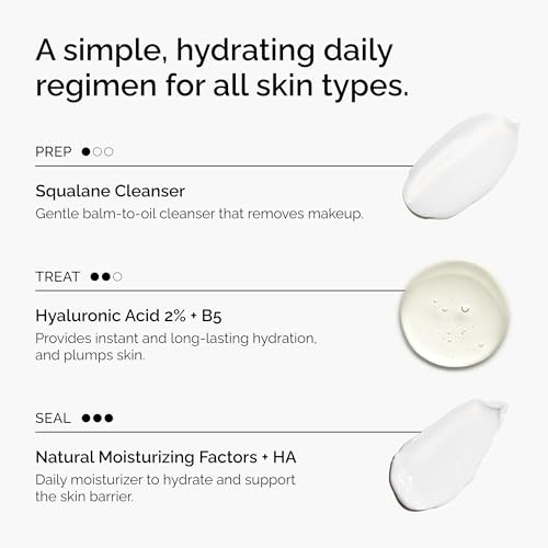 The Ordinary The Daily Set Daily Skincare Routine With Squalane Cleanser Hyaluronic Acid 2% plus B5 And Natural Moisturizing Factors plus Haskin Care Set