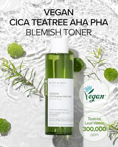 MaryandMay Maryandmay Cica Tea Tree Aha Pha Exfoliating Toner korean Vegan Toner With 300000Ppm Tea Tree Leaf Water 2% Niacinamide Gentle Aha And Pha For Oily Blemishprone Skin 6.76 Fl Oz