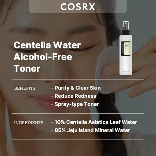 Cosrx Alcoholfree Cica Toner spraytype Korean Toner With Centella Asiatica For Hydrating And Soothing Rednesskorean Skin Care Not Tested On Animals Paraben 150Ml 5.07 Fl.Oz