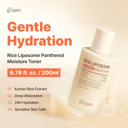 Makep:Rem Make Prem Rice Liposome Panthenol Moisture Toner 200Mllightweight Gentle Daily Skincare Hydrating Face Toner With Ceramide Np And Panthenol Korean Skin Care 6.76 Fl.Oz.