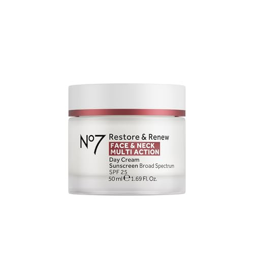 No7 Restore And Renew Face And Neck Day Cream Anti Aging Face Moisturizer With Spf 25 Firms And Hydrates Crepey Skin Formulated With Hyaluronic Acid Peptides And Ceramides 1.69 Fl Oz