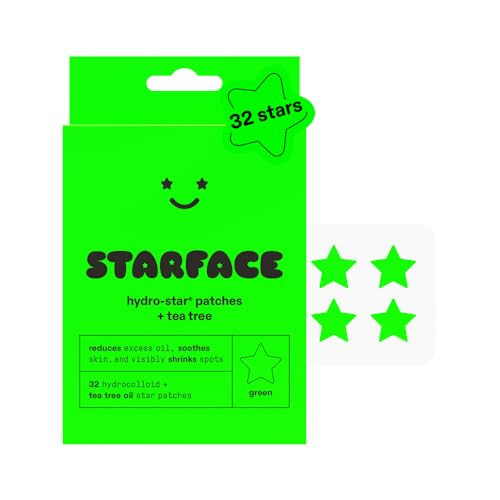 Starface World Starface Hydrostar plus Tea Tree Hydrocolloid Patches With Plantbased Tea Tree Oil Helps Naturally Reduce Oil And Unclog Pores Vegan And Crueltyfree Skincare 32 Count