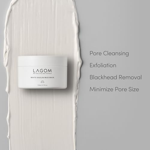 Lagom White Kaolin Mud Mask For Blackhead Care Pore Purifying Dermatologically Tested For Makeup Boosting 3.3 Fl Oz