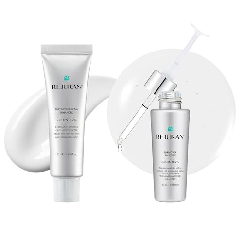 Rejuran Turnover Skincare Bundle Turnover Cream Enhanced plus Turnover Ampoule Salmon Dna Cpdrn Face Serum And Moisturizer Set For Regeneration Collagen Firming Glow 1.69 Fl Oz 1.01 Fl Oz