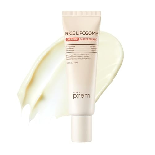Makep:Rem Make Prem Rice Liposome Ceramide Barrier Cream 50Mllonglasting 24H Hydrating Moisturizer Skin Barrier Care Face Cream Korean Skin Care 1.69 Fl.Oz.