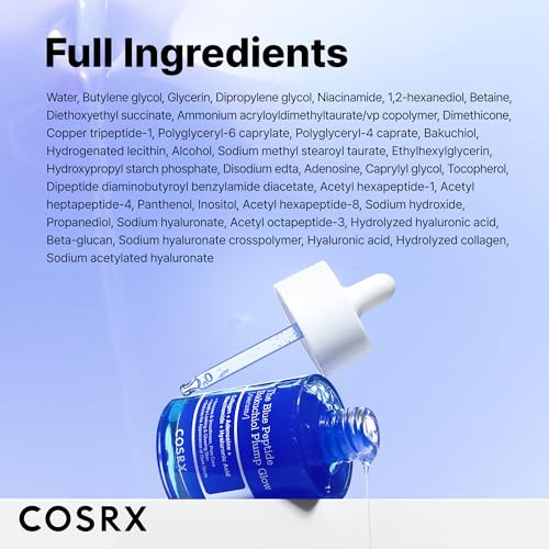 Cosrx Peptide Boost And Plump Set Copper Peptide Bakuchiol Serum plus 6 Peptide Booster Toner Serum 1.69 Fl Oz 5.07 Fl Oz