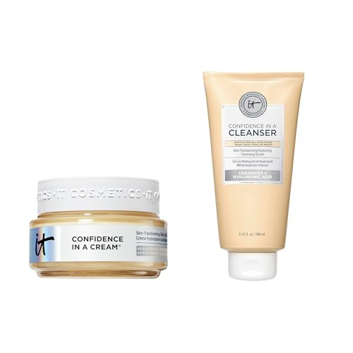 It Cosmetics Confidence In A Cream And Confidence In A Cleanser Bundle Anti Aging Face Moisturizer With Ceramides Hydrating Foaming Face Wash With Hyaluronic Acid 2 Fl Oz 5 Fl Oz