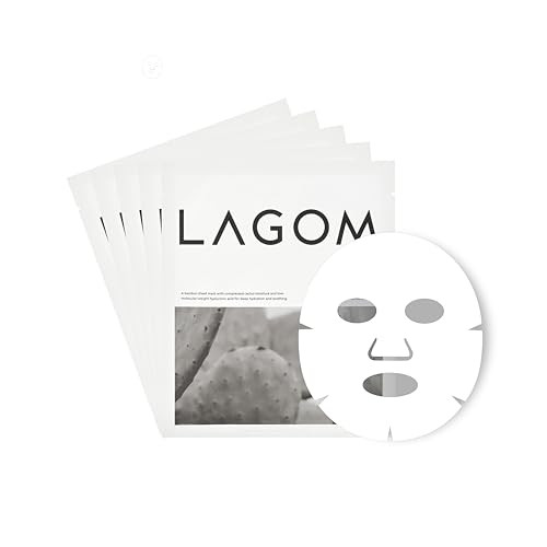 Lagom Aqua Cactus Mask Pack5 Sheets Moisture Recharge Cool Heated Skin Red Sensitive Skin Korean Skincare X 5 Sheets 0.91Fl Oz