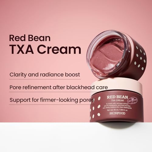 Skinfood 1957 Skinfood Red Bean Txa 1% Pore Care Cream Korean Face Moisturizer With Red Bean Extract Soft Texture Care And Hydrating Glow Finish Tranexamic Acid Vegan 55Ml 1.85 Fl.Oz