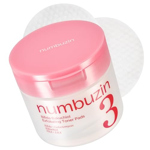 Numbuzin No.3 Bifida Bakuchiol Exfoliating Toner Pads Pha plus Lha Pore Care Dualsided Pads For Blackheads And Whiteheads Gentle For Sensitive Skin 6.42 Fl Oz