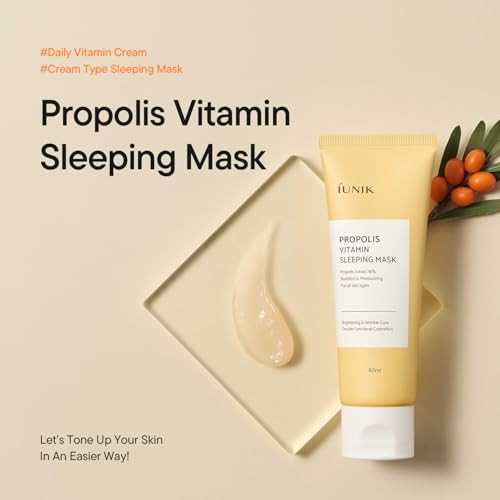 Iunik Propolis Vitamin Sleeping Mask Propolis Vitamin C And Centella Overnight Moisturizing Sleeping Mask Radiant Skin Firmlooking Skin 60Ml 2.02 Fl Oz