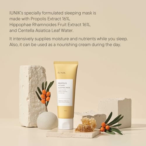Iunik Propolis Vitamin Sleeping Mask Propolis Vitamin C And Centella Overnight Moisturizing Sleeping Mask Radiant Skin Firmlooking Skin 60Ml 2.02 Fl Oz
