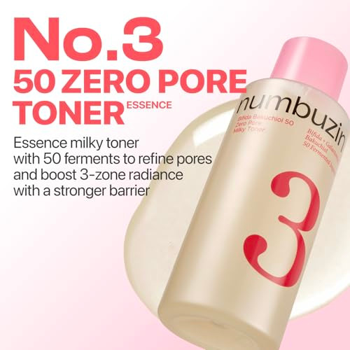 Numbuzin No.3 Bifida Bakuchiol 50 Ferments Milky Toner Hydrating Toner For Pores Uneven Texture And Dark Spots Barrier Boosting With Kojic Acid For Sensitive Skin 6.76 Fl Oz