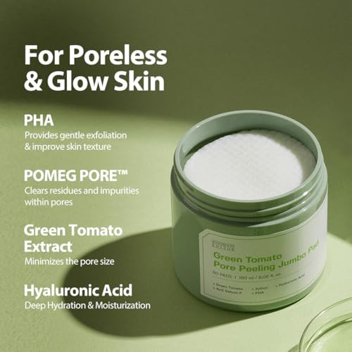 Sungboon Editor Green Tomato Pore Peeling Pad 60 Sheets Exfoliating Pha Toner Pads With Green Tomato And Hyaluronic Acid Pore Minimizer For Face Korean Skincare
