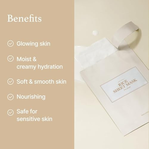 IM From Im From Rice Sheet Mask Korean Rice Face Mask Creamy Hydration For Dry Combination Skin Moist Milky Essence Biodegradable Vegan Hypoallergenic 20Ml Pack Of 5