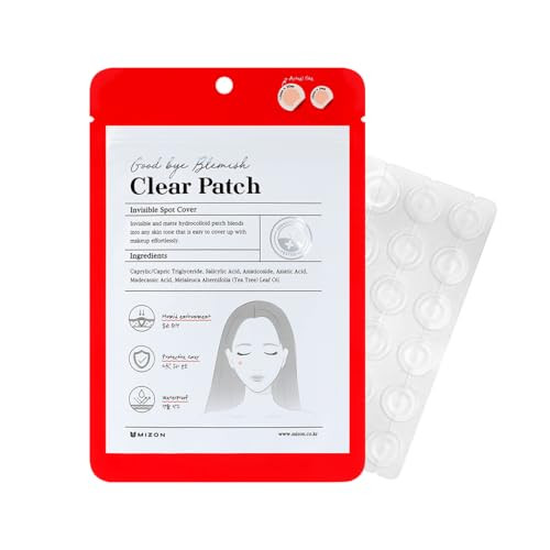 Mizon Good Bye Blemish Clear Patch Invisible Korean Acne Pimple Covering Zits Waterproof Nondrying Thin Cover Excellent Skin Adhesion Patch Spot Cover 44Ea