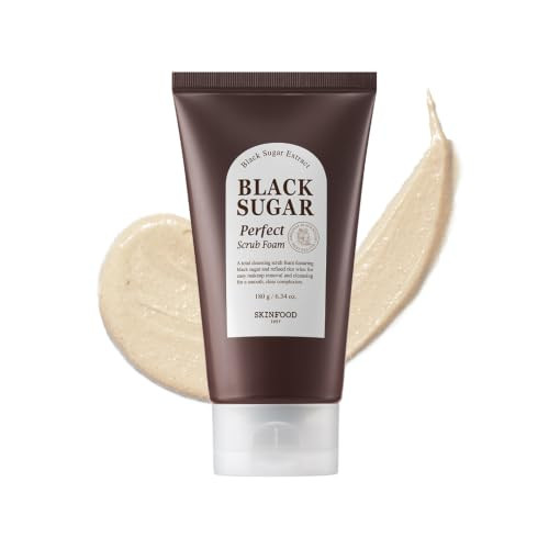 Skinfood 1957 Skinfood Black Sugar Perfect Scrub Foam Detoxifying Pore Scrubs And Exfoliator Soft And Rich Bubble Facial Foam Cleanser Removes Dead Skin Cells Exfoliating Skincare For Men And Women 180G 6.35 Oz