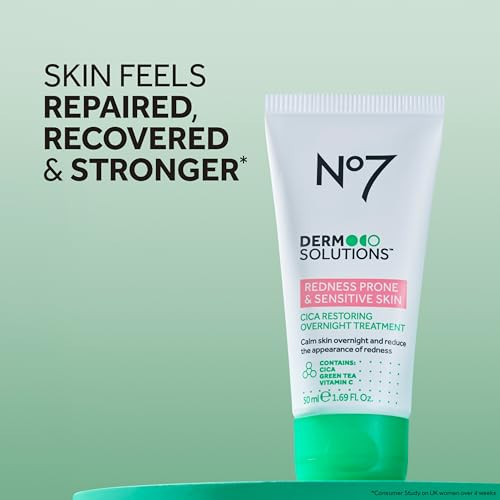 No7 Derm Solutions Skin Barrier Repair Night Cream And Redness Corrector For Face Cica Restoring Overnight Treatment Hydrates Calms And Soothes For Sensitive Rednessprone Skin 1.7 Fl Oz