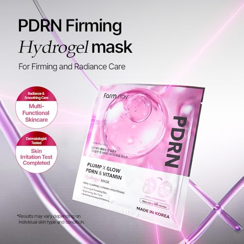 Farmstay Plump X Glow Pdrn And Vitamin Hydrogel Maskglow Ginseng Smooth Skin Texture Sensitive Soothing Hydrating Calming Moisturizing Overnight Korean Skincare X 5Ea 1.55Oz