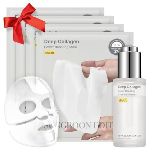 Sungboon Editor Revitalizing Combo And Smoothlooking Boosting Duo Deep Collagen Power Boosting Mask 4Ea And Deep Collagen Power Boosting Cream In Serum Selfcare Set For Women Korean Skincare