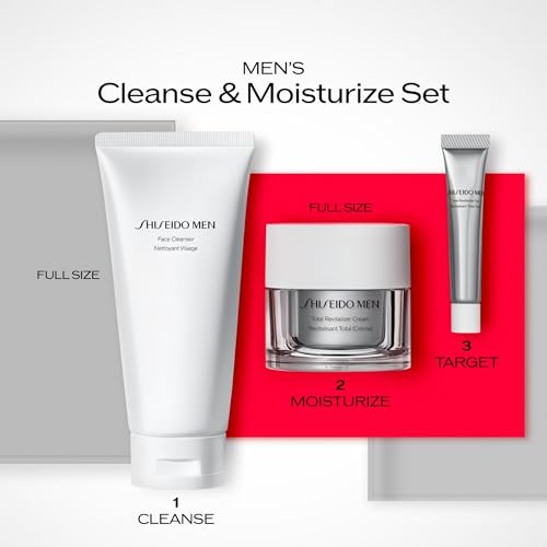 Shiseido Mens Cleanse And Moisturize Set Men Face Cleanser Total Revitalizer Cream And Eye Cream 132 Value 125Ml 50Ml 5Ml