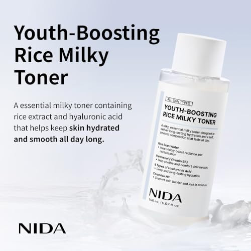 Nida Youthboosting Rice Milky Toner For Skinrice Bran Extract Niacinamide Ceramide Np Panthenoldeep Moisturizing Hydrating And Refreshing Korean Skin Care5.07 Fl. Oz. 150Ml