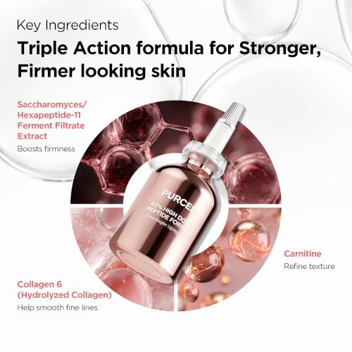 Purcell 82% High Dose Peptide Essence Serum Multicollagen Peptide For Firmer And Youthful Skin Light And Gentle Formula Antiaging 1.01 Oz 30Ml