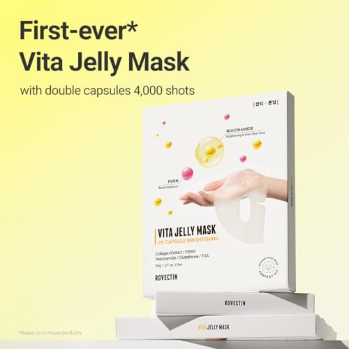 Rovectin Vita Dark Spot Brightening Jelly Mask Hydrating Vitamin C And Niacinamide Face Mask For Glowing Even Skin Tonevegan And Gentle Formula For Sensitive Skin3 Sheets X 3 25 Ml