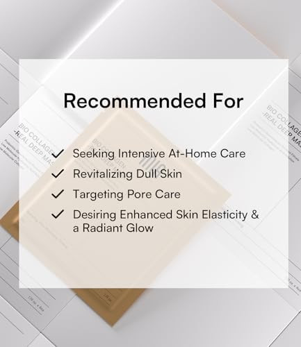 Inia Biocollagen Face Mask With Hyaluronic Acid Deep Hydrating And Firming Hydrogel Mask For Skin Elasticity And Pore Minimizing 4 Pack
