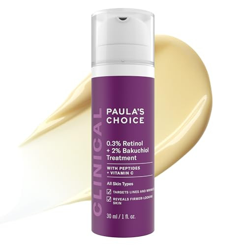 PaulaS Choice Paulas Choice Clinical 0.3% Retinol plus 2% Bakuchiol Face Serum Treatment Antiaging Serum For Face With Ceramides Hylauronic Acid Vitamin C And E Deep Wrinkles And Fine Lines Fragrancefree 1 Oz